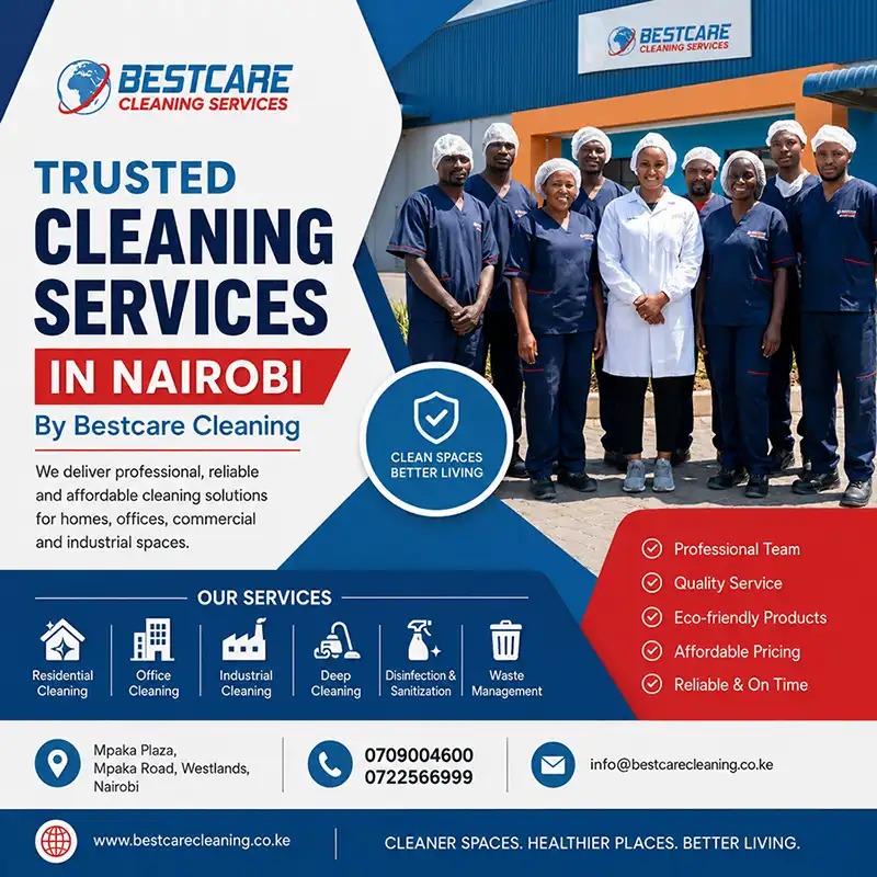 Bestcare Cleaning professional team at work in a Nairobi office