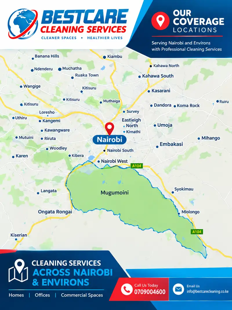 Bestcare Cleaning coverage locations across Nairobi